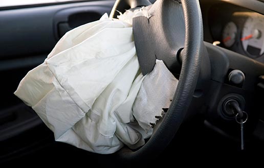 Deployed airbag after car accident
