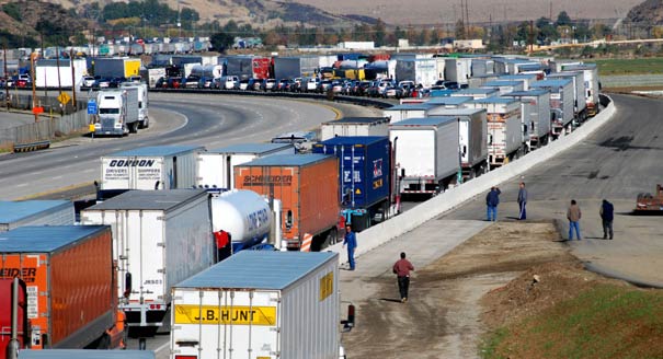 rush hour truck traffic