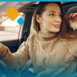 Woman practicing for her driving test
